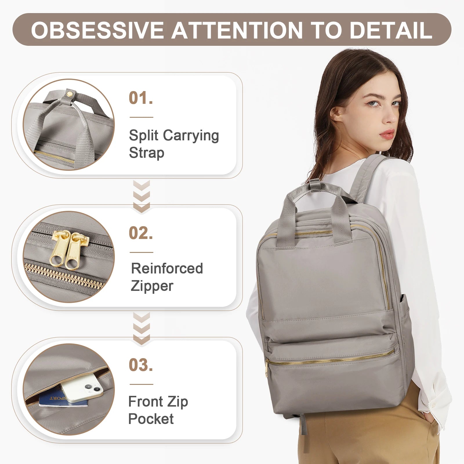 Sac À Dos Unisexe 20-35 L En Nylon Compartiment
