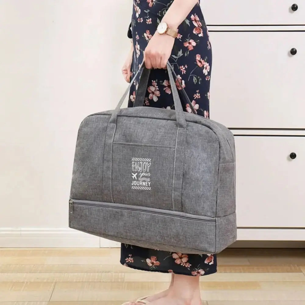 Sac de voyage femme gris en Oxford à compartiment humide et sec