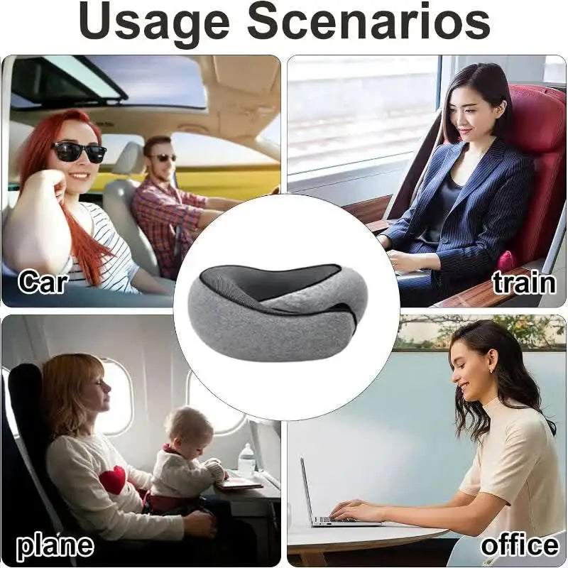 Coussin cervical de voyage ajustable en U, mousse à mémoire de forme