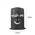 Sac à linge gris en nylon à cordon, imprimé visage souriant