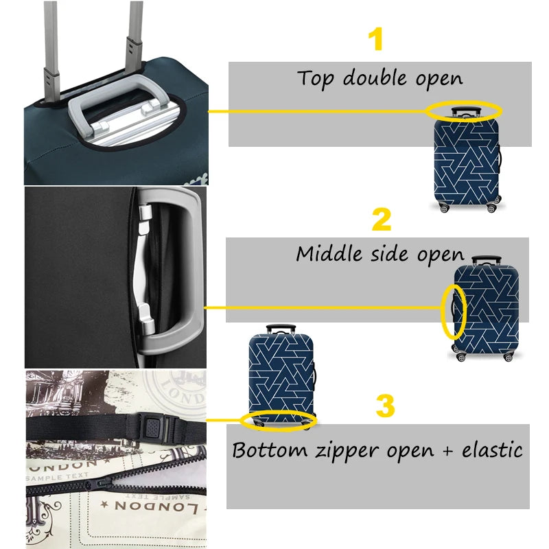Housse de valise extensible imprimé voyage 18 à 32 pouces