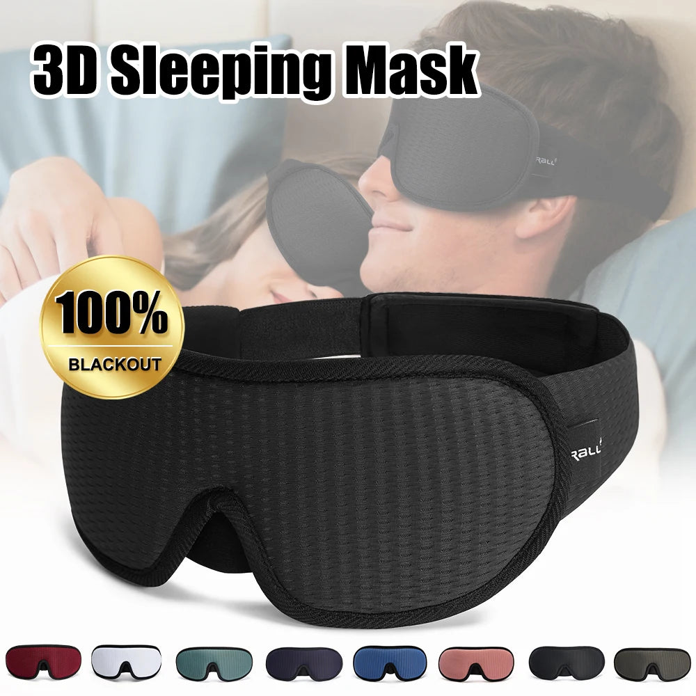 Masque de sommeil 3D occultant noir à bande réglable