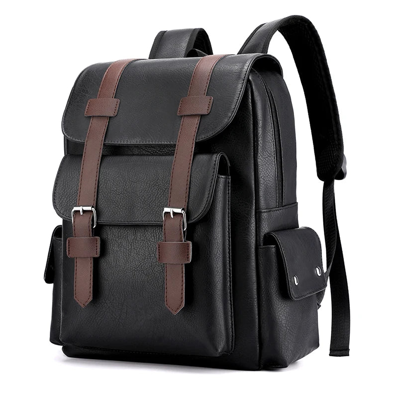 Sac-À-Dos Polyuréthane Noir Et Marron