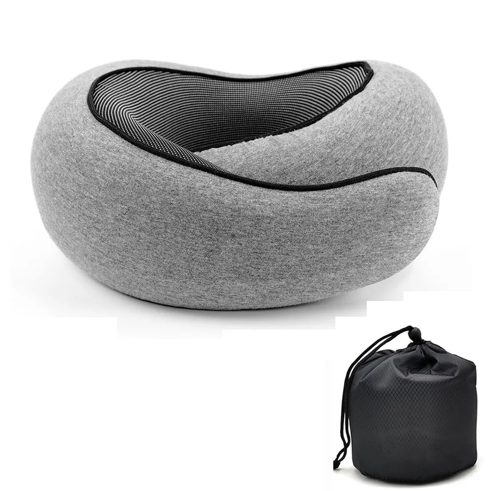 Coussin cervical de voyage ajustable en U, mousse à mémoire de forme