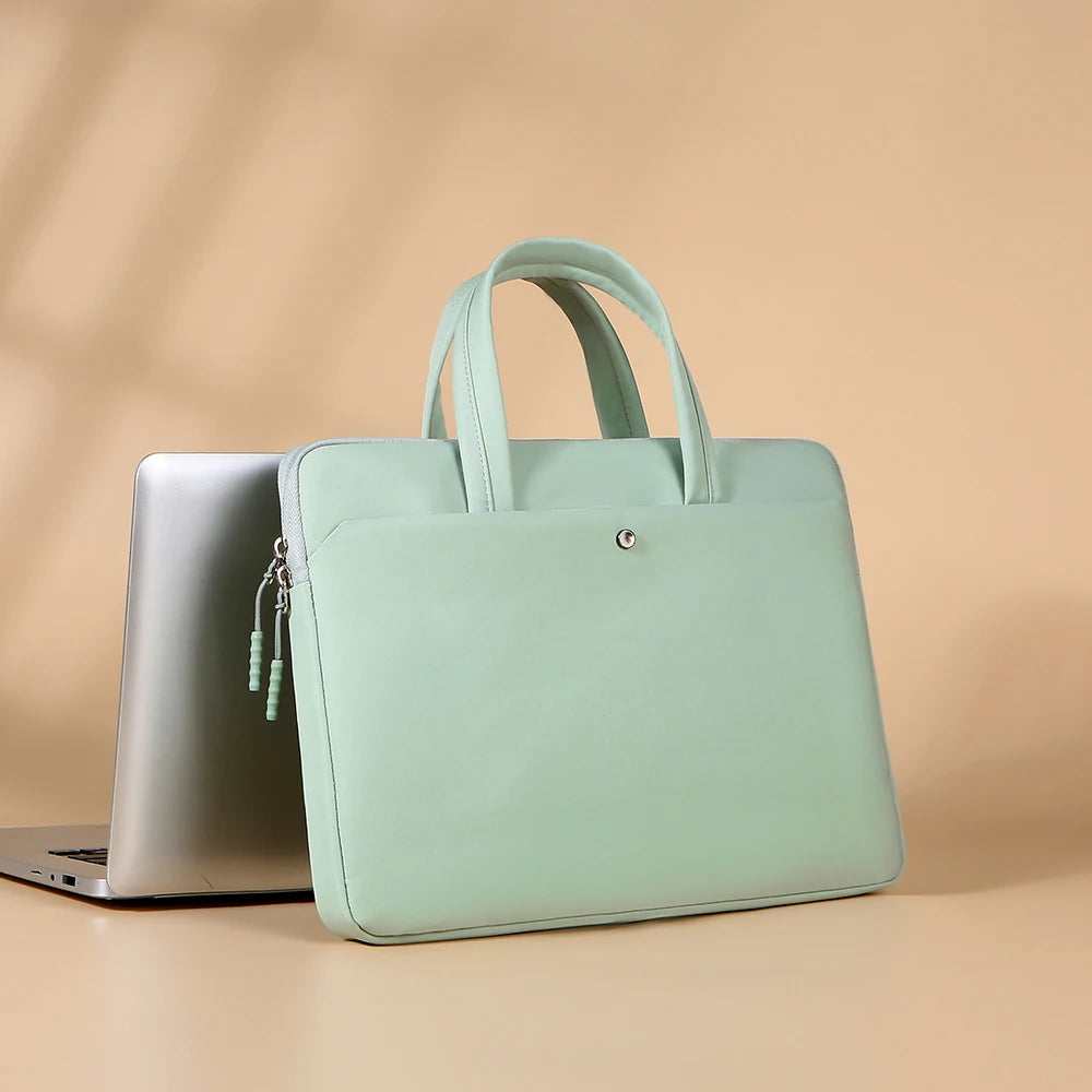 Housse pour ordinateur portable vert menthe en nylon résistante à l’eau, 13 à 16 pouces