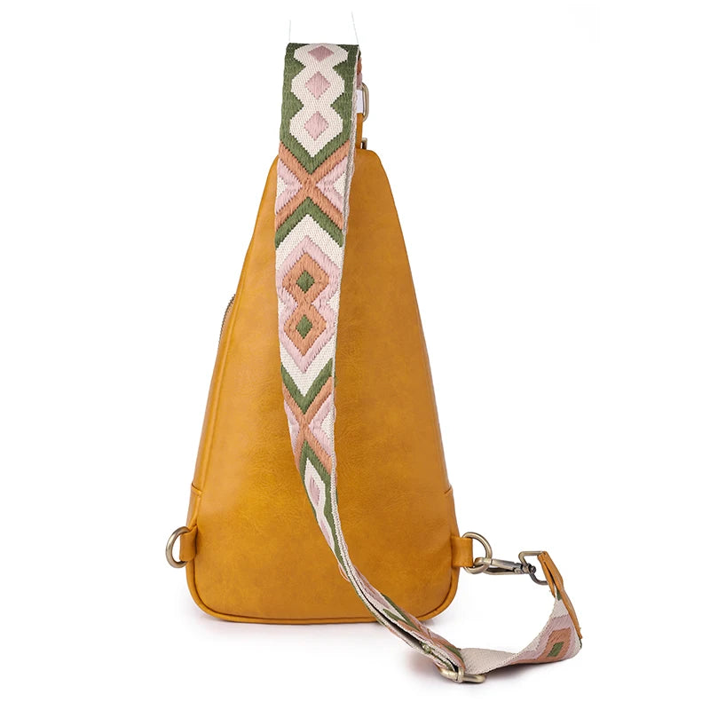 Sac bandoulière poitrine femme rose en cuir PU imperméable