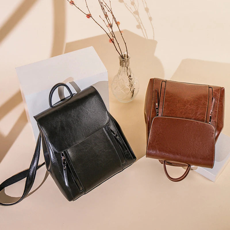 Sac À Dos Cuir Femme Véritable Marron