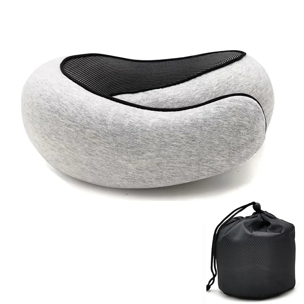 Coussin cervical de voyage ajustable en U, mousse à mémoire de forme