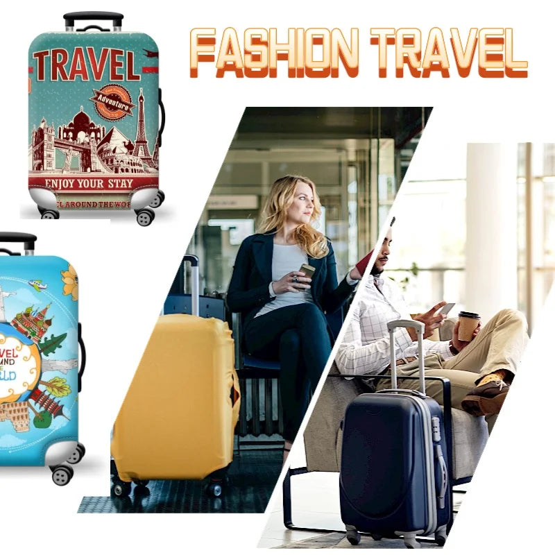 Housse de valise extensible imprimé voyage 18 à 32 pouces