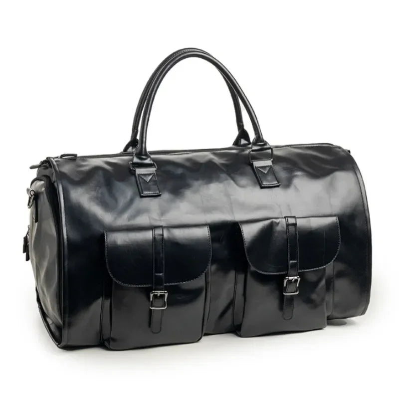 Sac polochon convertible noir pour homme en polyuréthane, voyage d'affaires