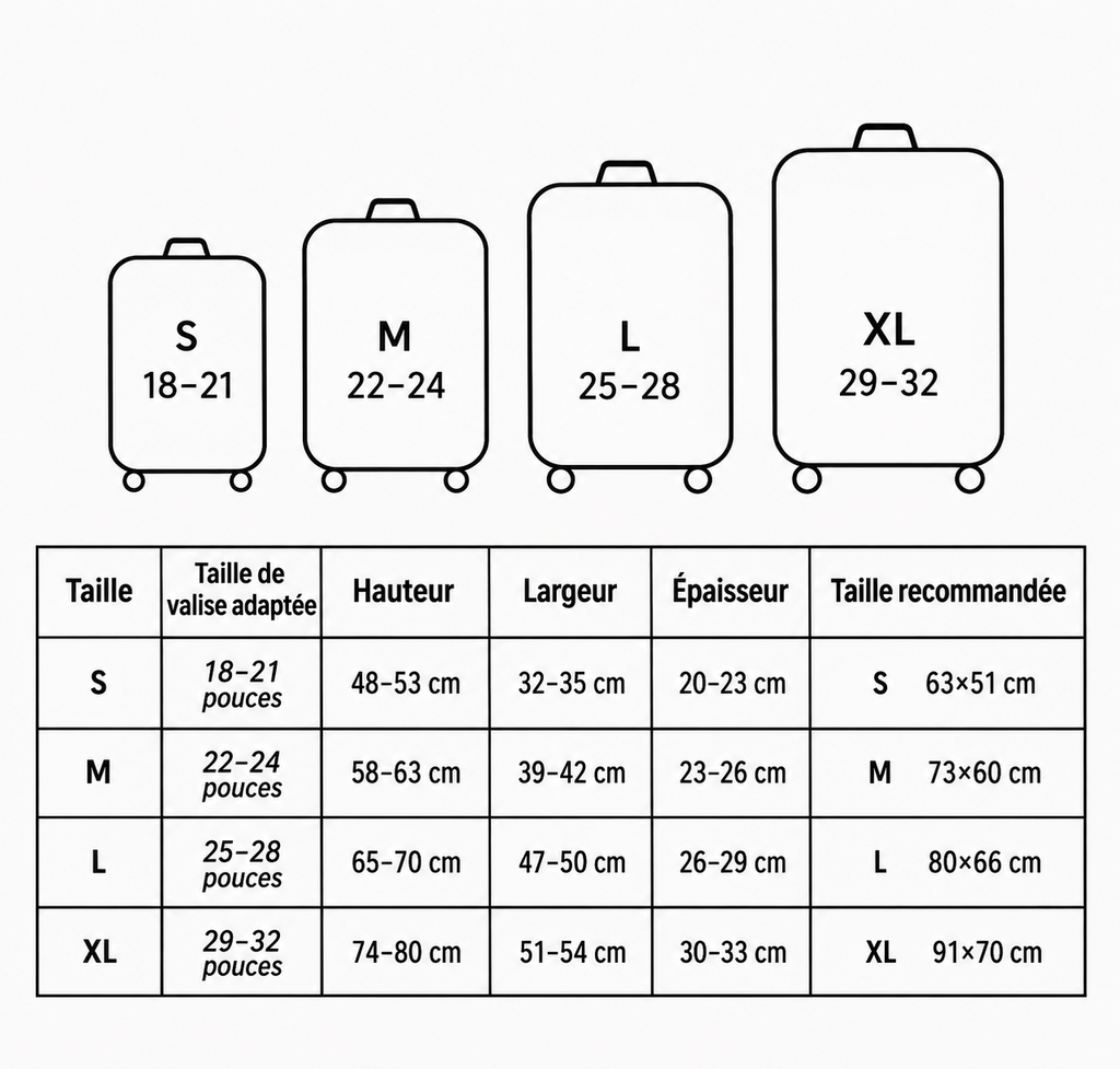Sackovia Housse de valise extensible imprimé voyage 18 à 32 pouces