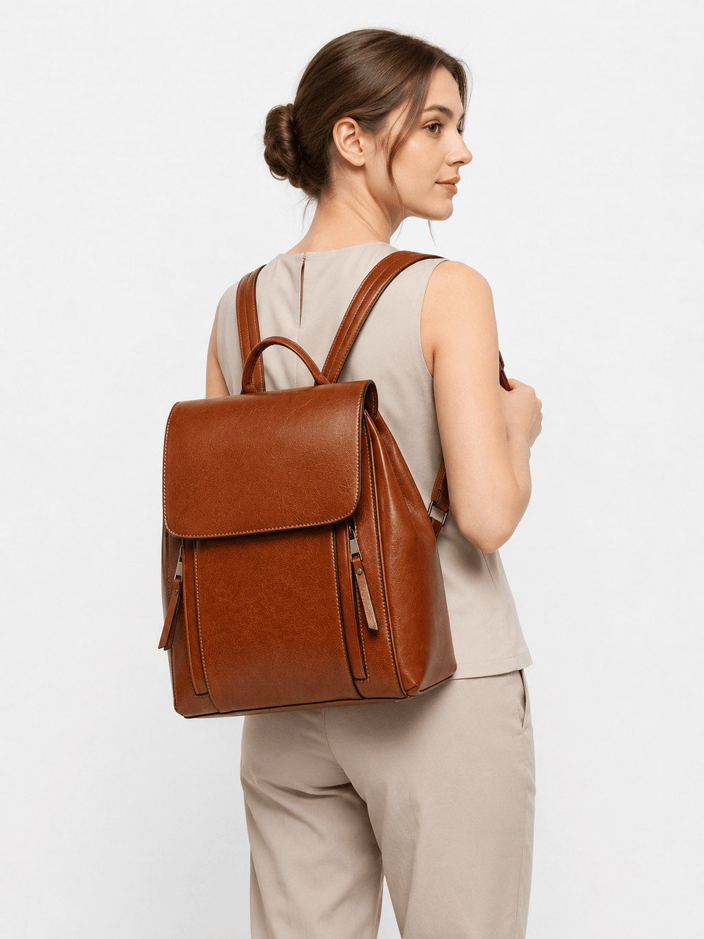 Sackovia Sac À Dos Cuir Femme Véritable Marron