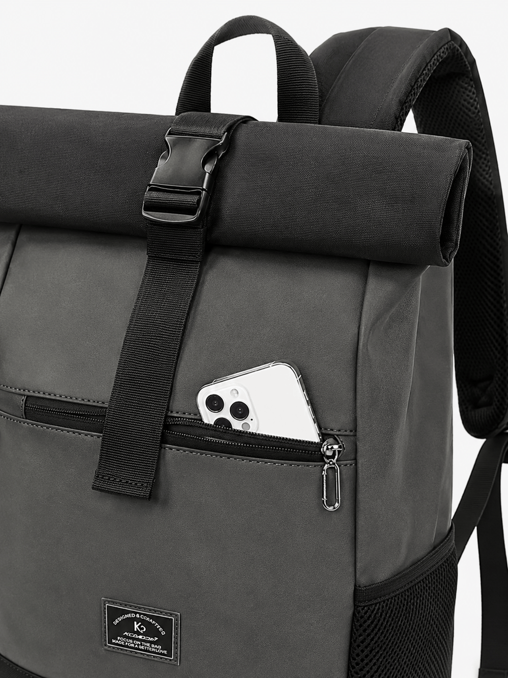 Sackovia Sac À Dos Cuir PU Roll-Top Extensible Imperméable