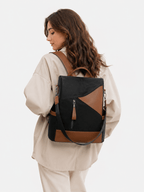 Sackovia Sac À Dos Élégant Femme PU Noir Et Marron