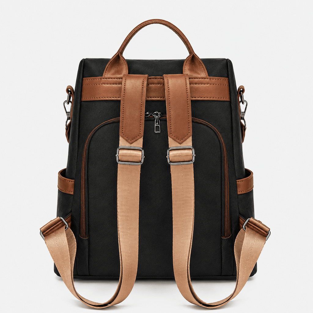 Sackovia Sac À Dos Élégant Femme PU Noir Et Marron