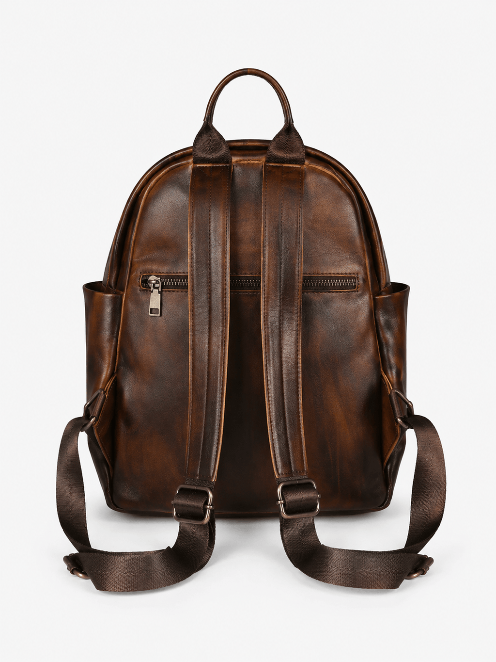 Sackovia Sac À Dos Imperméable En Cuir Véritable Marron Foncé