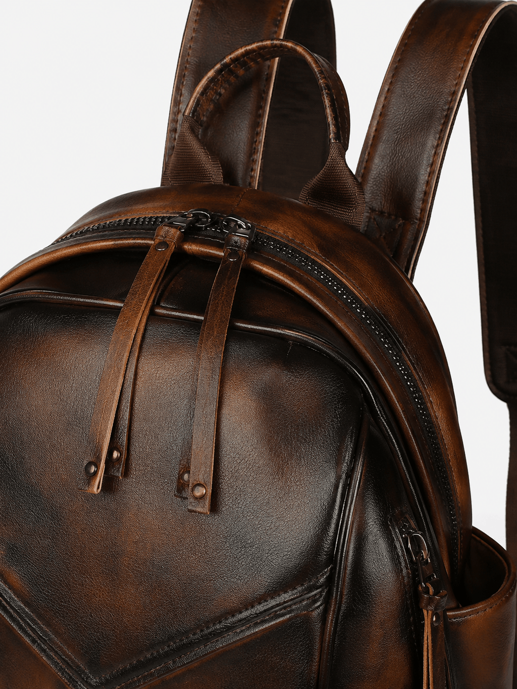 Sackovia Sac À Dos Imperméable En Cuir Véritable Marron Foncé
