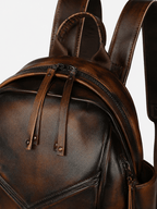 Sackovia Sac À Dos Imperméable En Cuir Véritable Marron Foncé