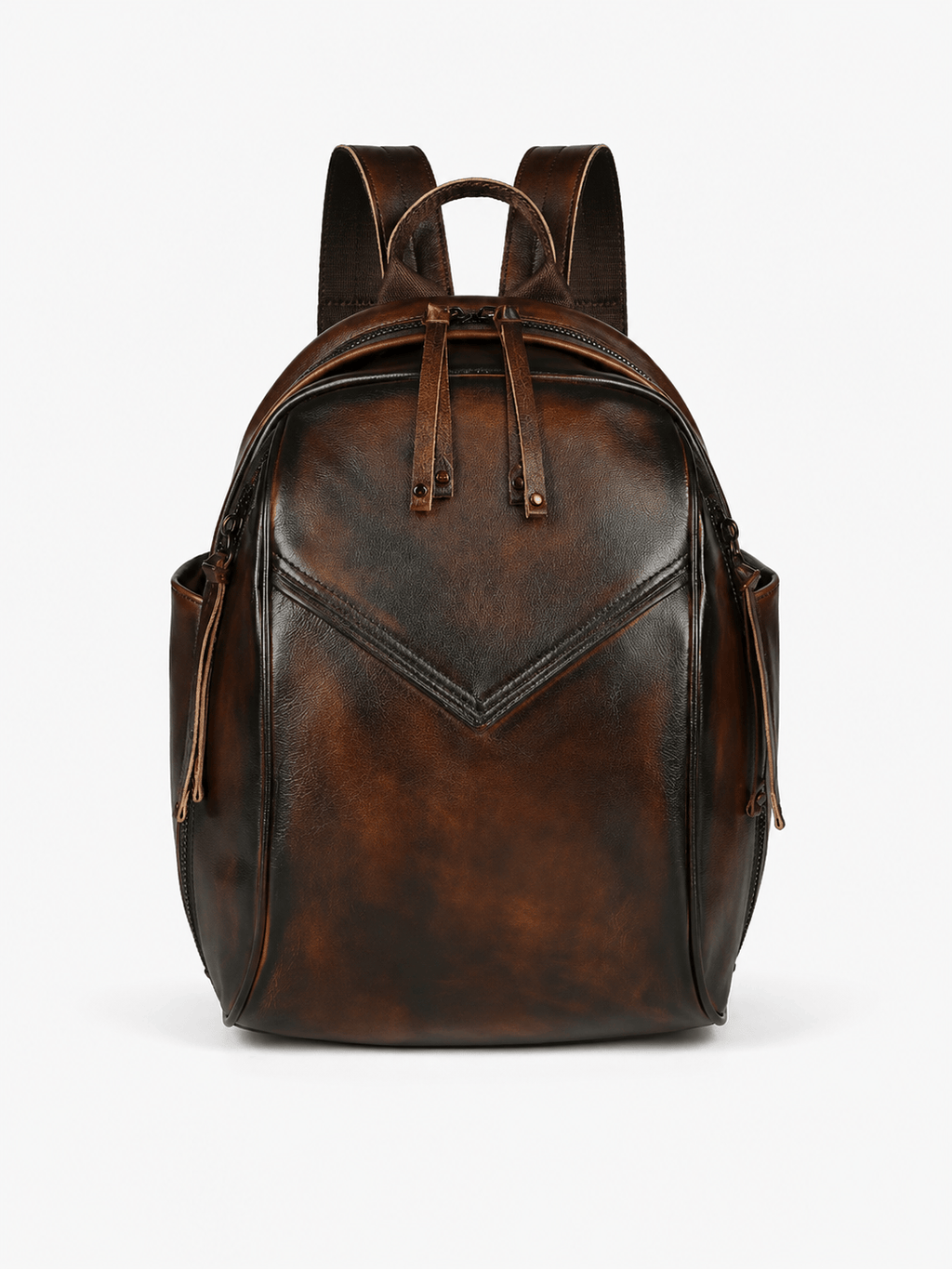 Sackovia Sac À Dos Imperméable En Cuir Véritable Marron Foncé