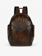 Sackovia Sac À Dos Imperméable En Cuir Véritable Marron Foncé