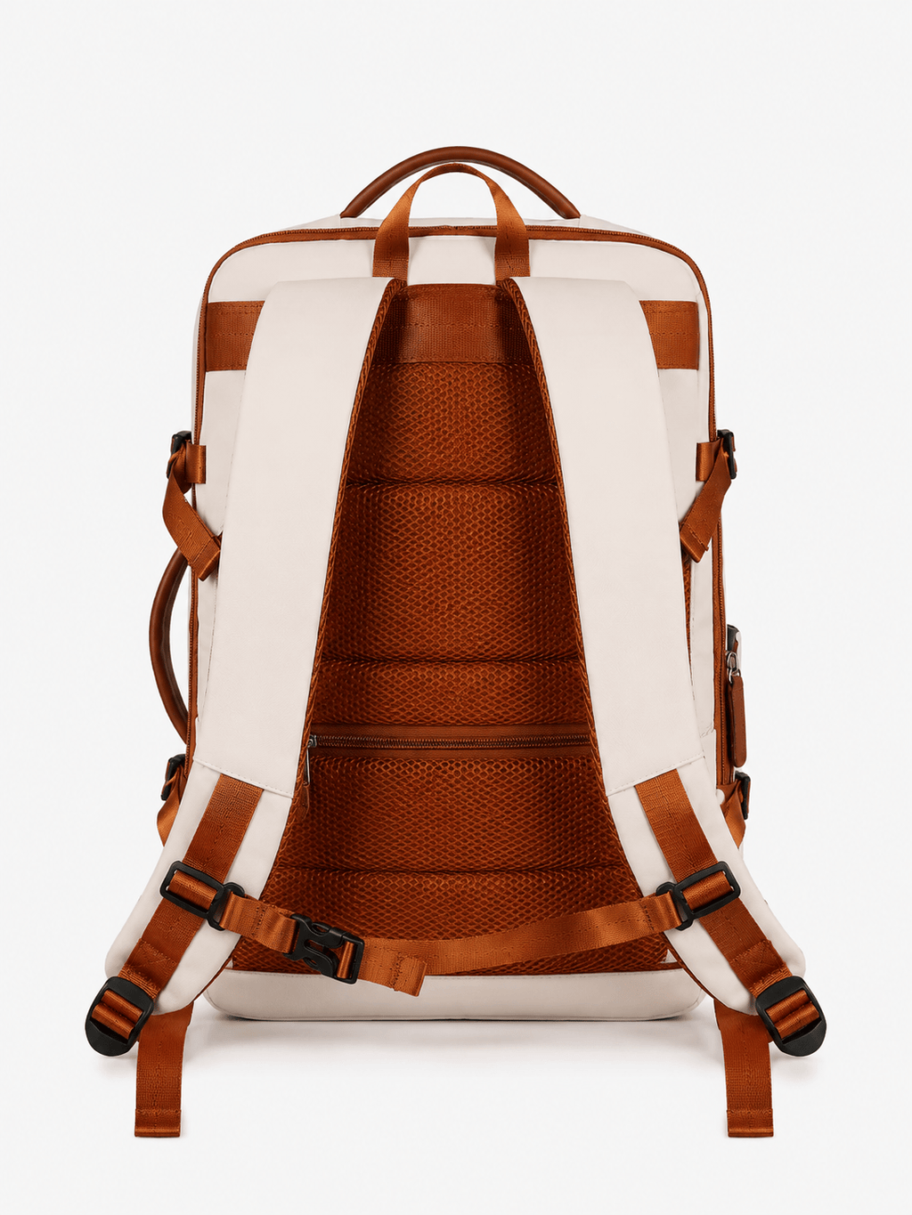 Sackovia Sac À Dos Ordinateur En Nylon Beige À Fermeture Zippée