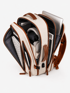Sackovia Sac À Dos Ordinateur En Nylon Beige À Fermeture Zippée