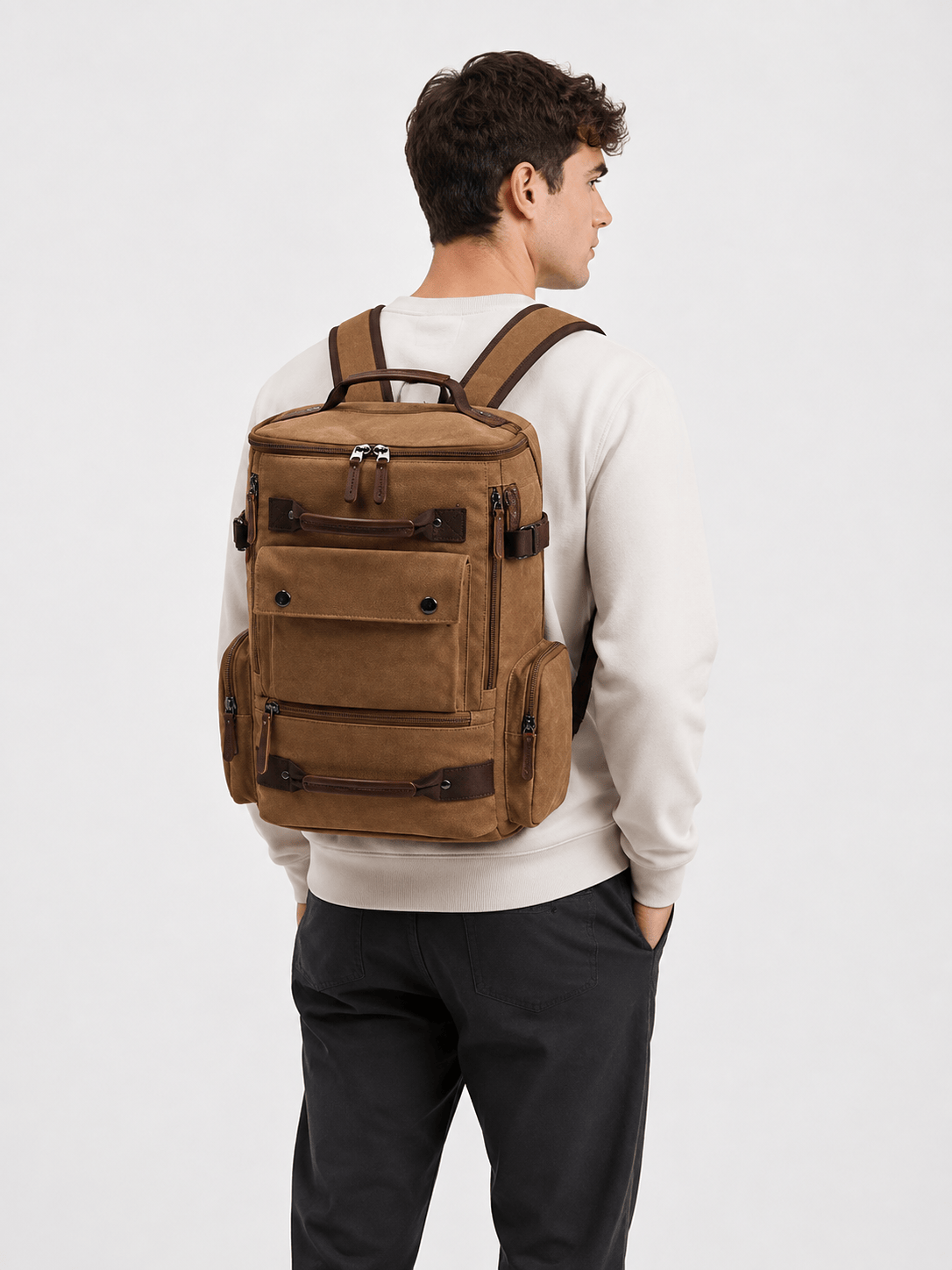 Sackovia Sac À Dos Pour Homme En Toile Marron