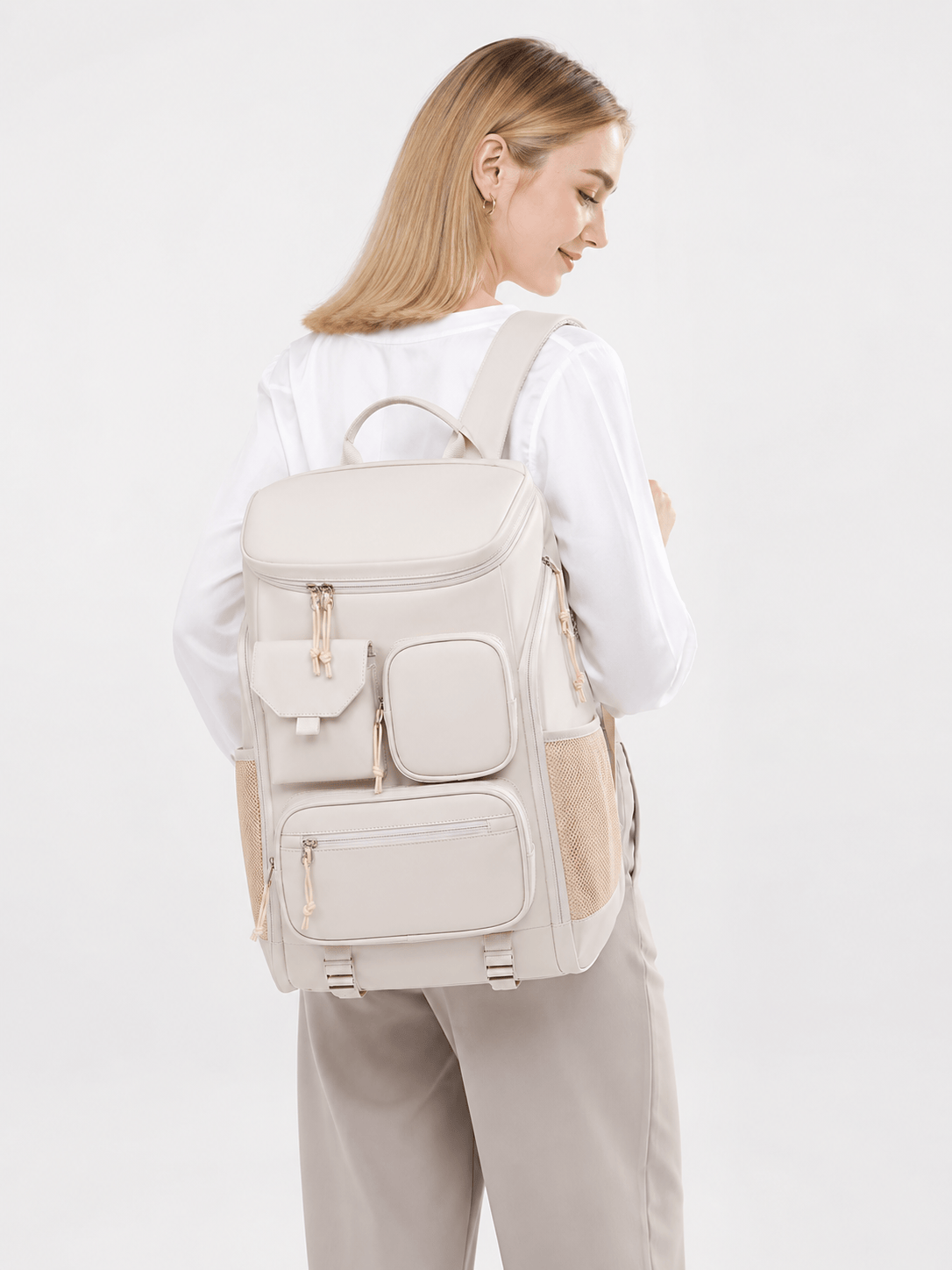 Sackovia Sac À Dos Unisexe 36 À 55 L Beige Imperméable