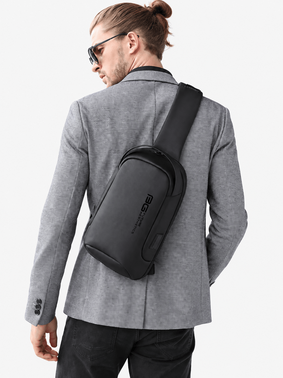 Sackovia Sac bandoulière sling noir en tissu Oxford résistant à l'eau