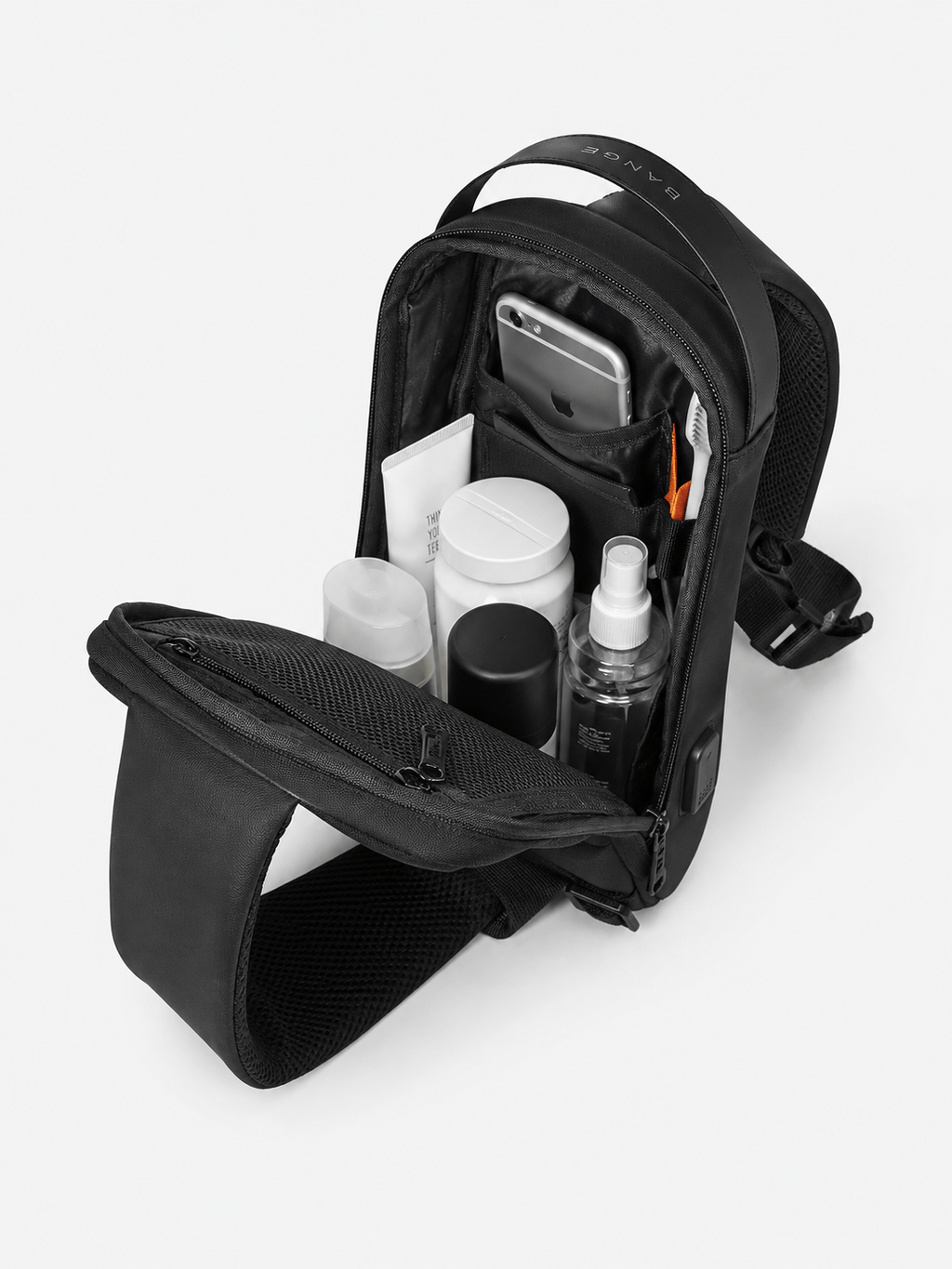 Sackovia Sac bandoulière sling noir en tissu Oxford résistant à l'eau