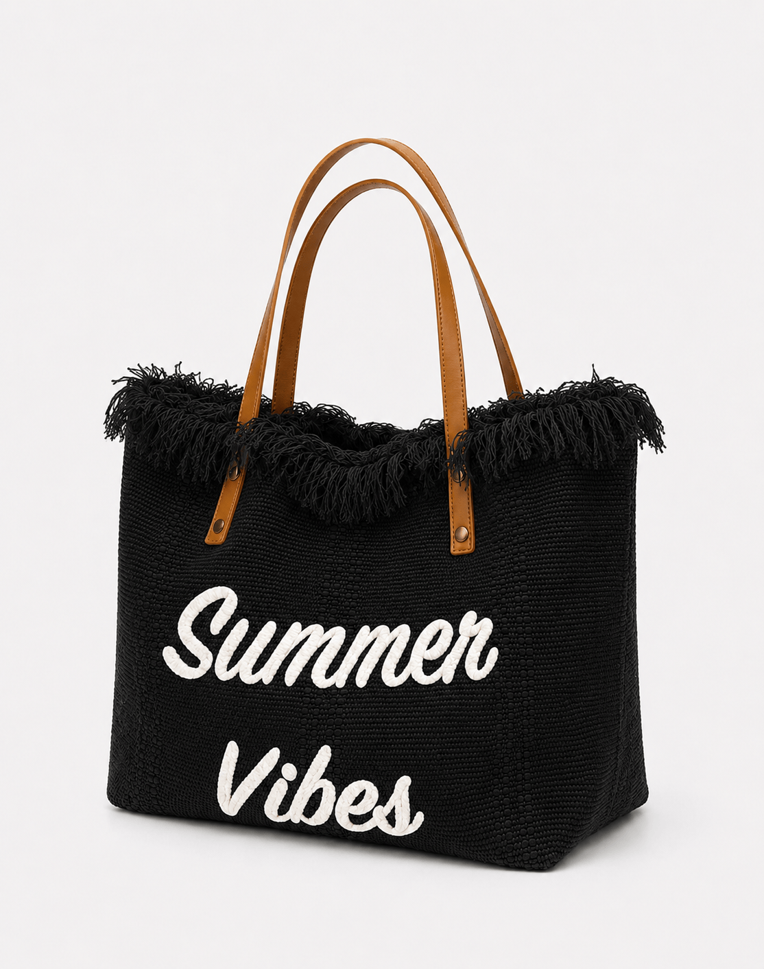 Sackovia Sac cabas femme en toile écrue « Summer Vibes » à anses longues marron