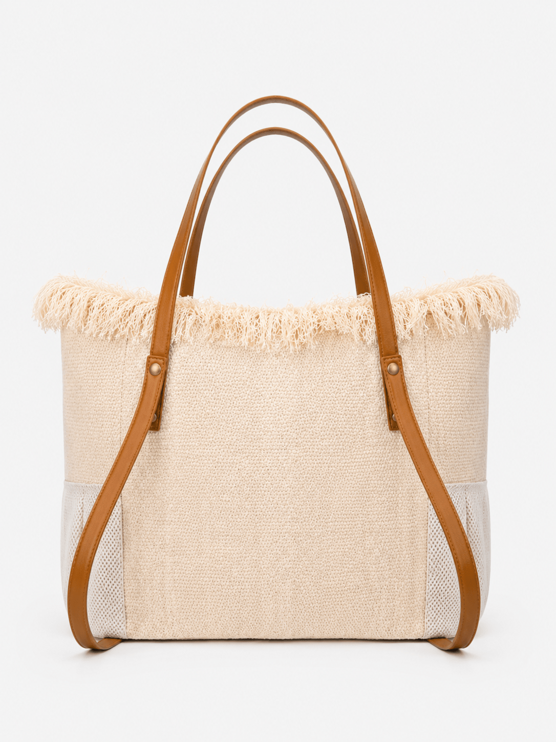 Sackovia Sac cabas femme en toile écrue « Summer Vibes » à anses longues marron