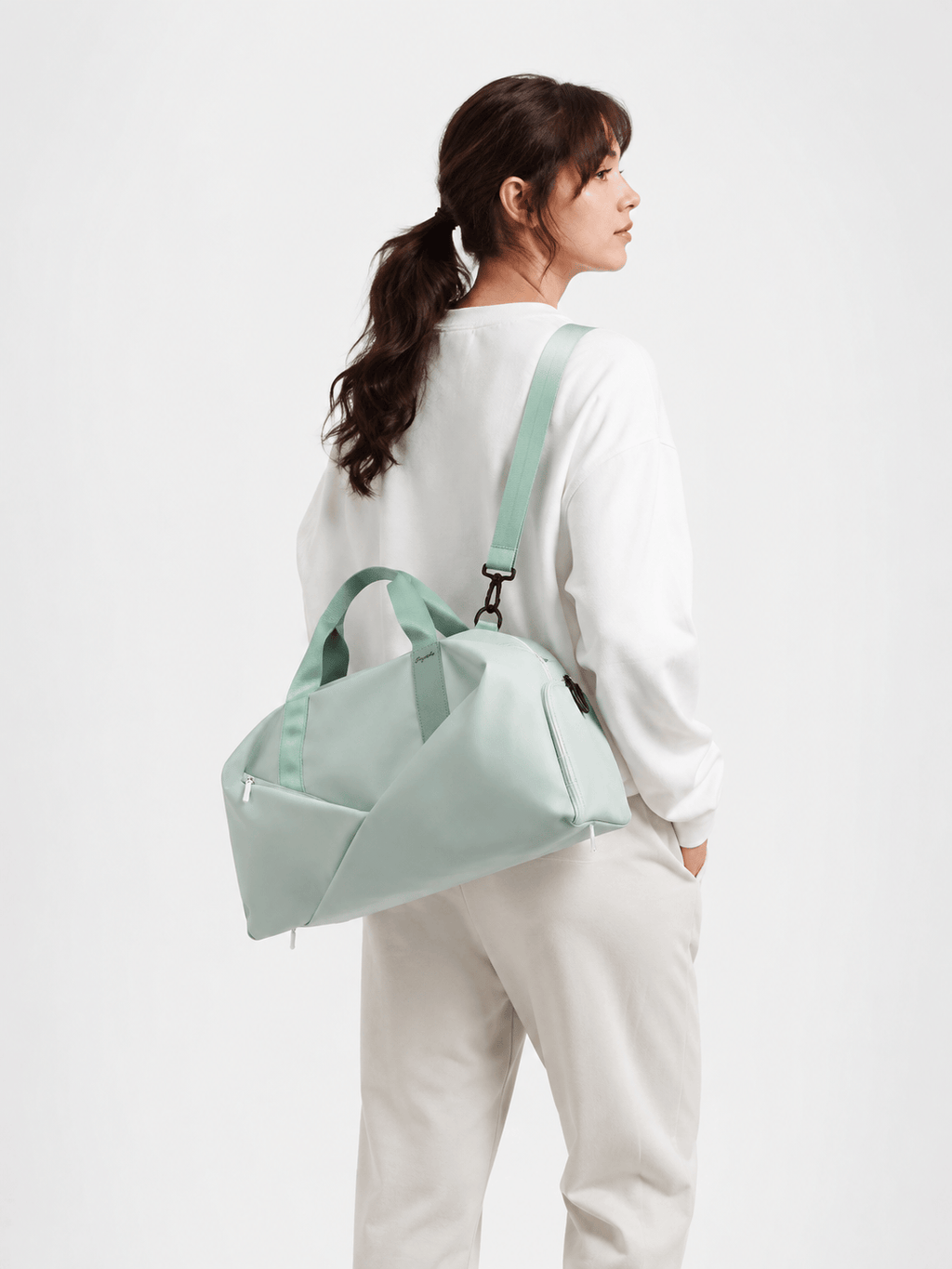Sackovia Sac de sport femme vert menthe en nylon, compartiment sec et humide