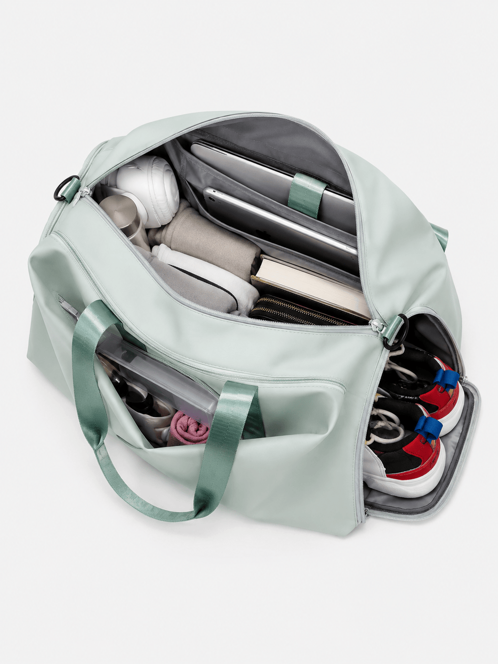 Sackovia Sac de sport femme vert menthe en nylon, compartiment sec et humide