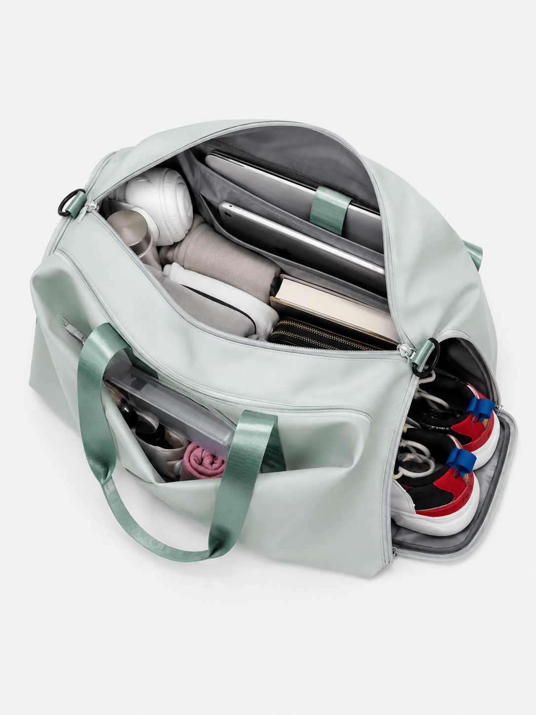 Sackovia Sac de sport femme vert menthe en nylon, compartiment sec et humide