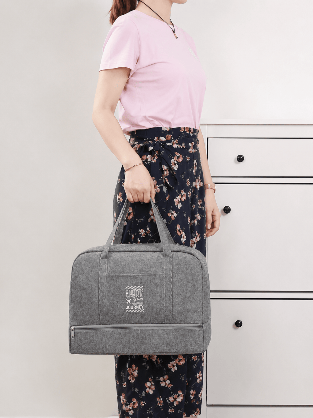 Sackovia Sac de voyage femme gris en Oxford à compartiment humide et sec