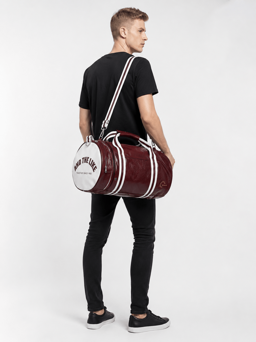 Sackovia Sac polochon de sport unisexe en cuir avec compartiment à chaussures