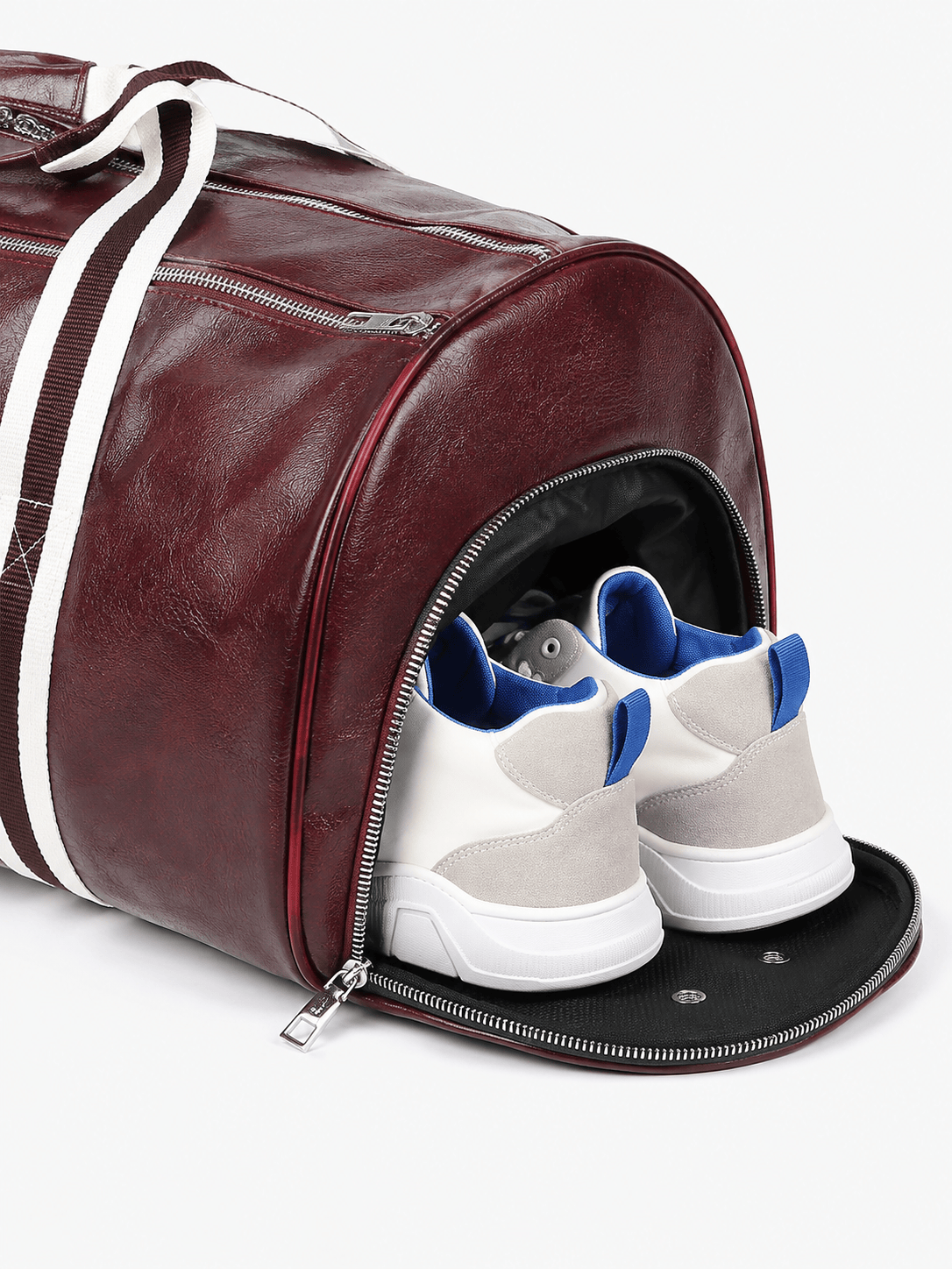 Sackovia Sac polochon de sport unisexe en cuir avec compartiment à chaussures