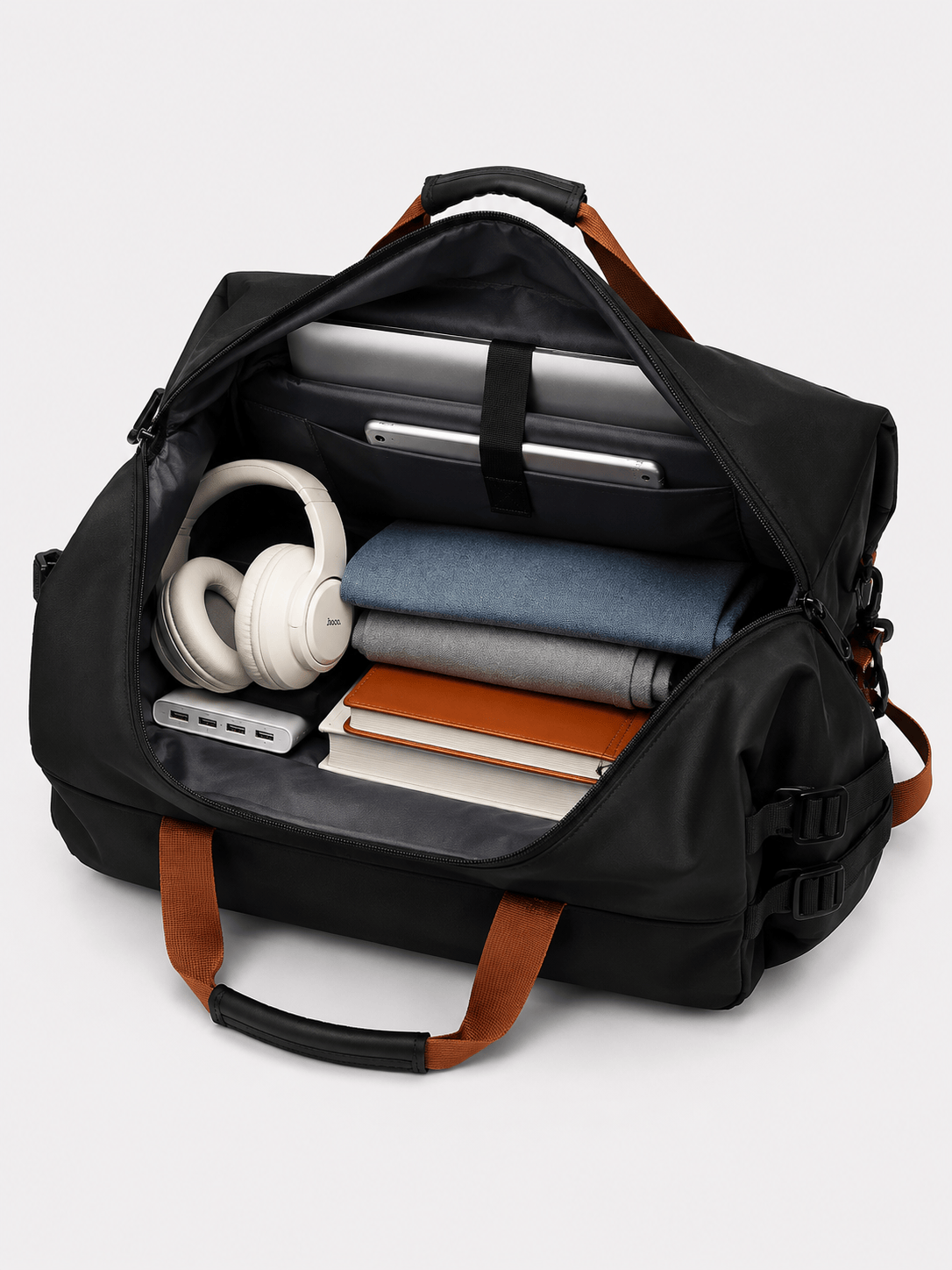Sackovia Sac polochon de voyage femme extensible en tissu Oxford avec bandoulière