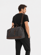Sackovia Sac polochon de voyage homme en toile gris et marron