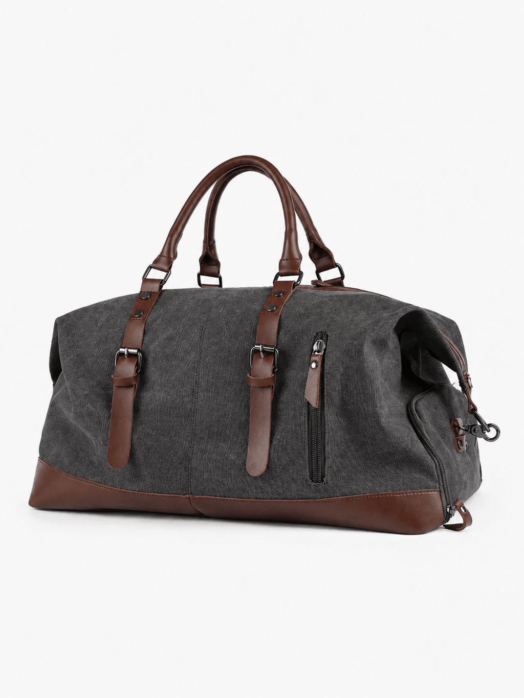 Sackovia Sac polochon de voyage homme en toile gris et marron