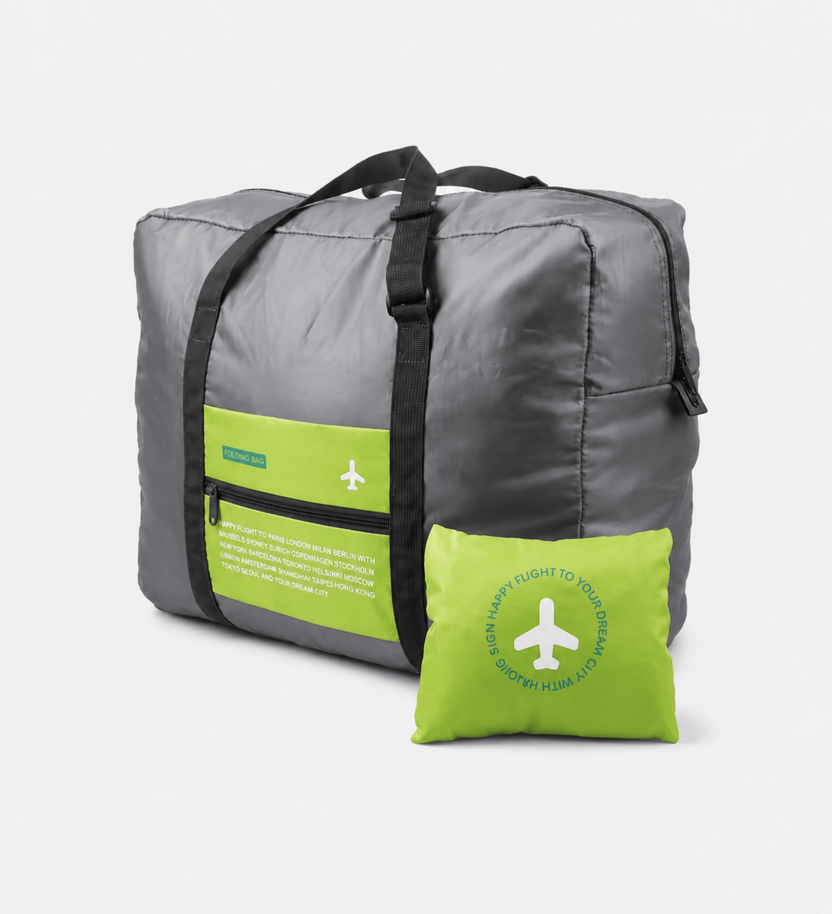 Sackovia Sac polochon de voyage pliable imperméable gris avec sangle pour valise
