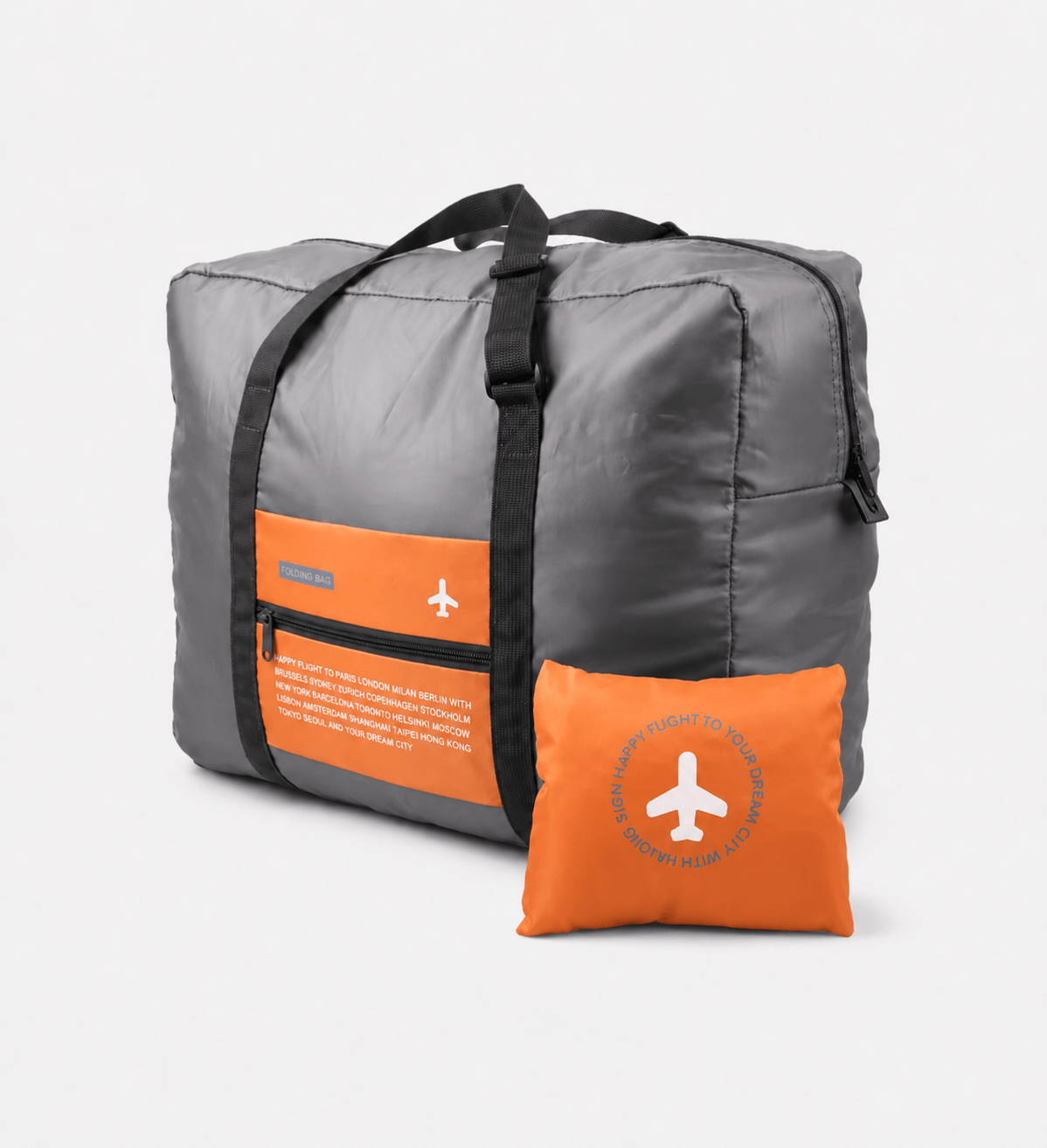 Sackovia Sac polochon de voyage pliable imperméable gris avec sangle pour valise