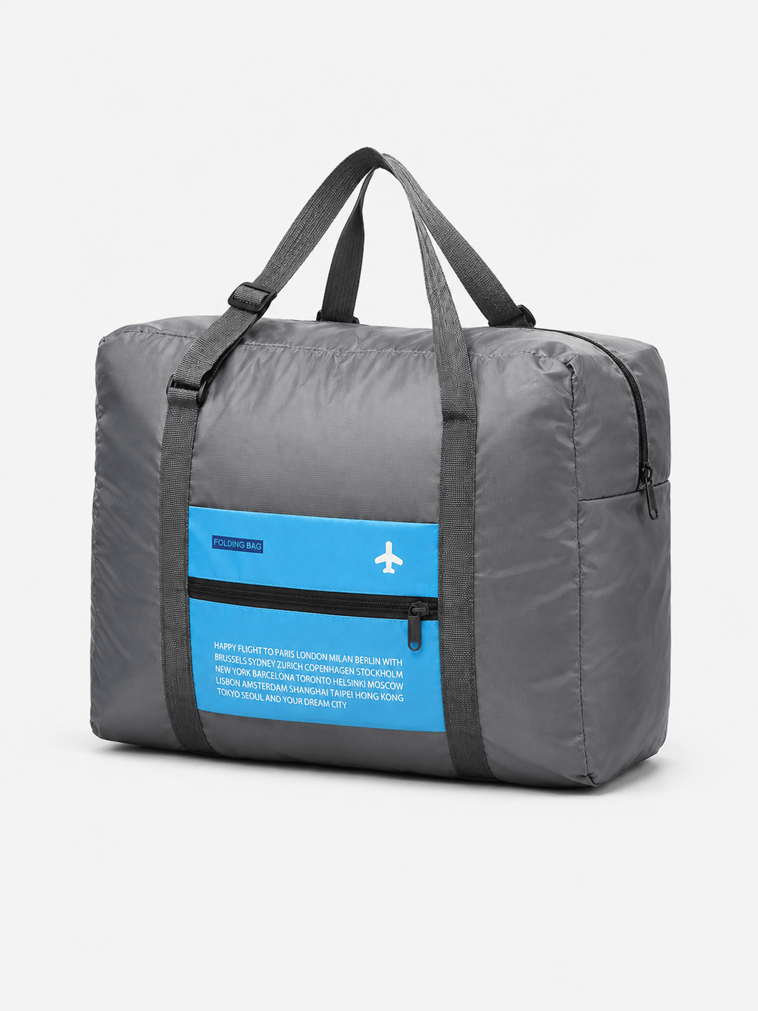 Sackovia Sac polochon de voyage pliable imperméable gris avec sangle pour valise