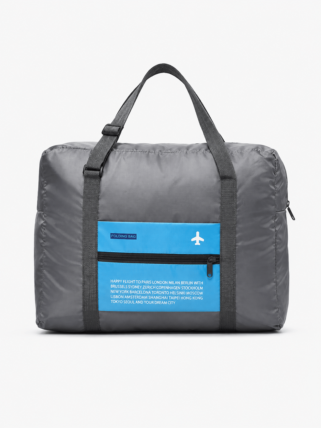 Sackovia Sac polochon de voyage pliable imperméable gris avec sangle pour valise