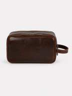 Sackovia Trousse De Toilette Cuir Pour Homme Véritable Marron Foncé