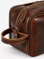 Sackovia Trousse De Toilette Cuir Pour Homme Véritable Marron Foncé