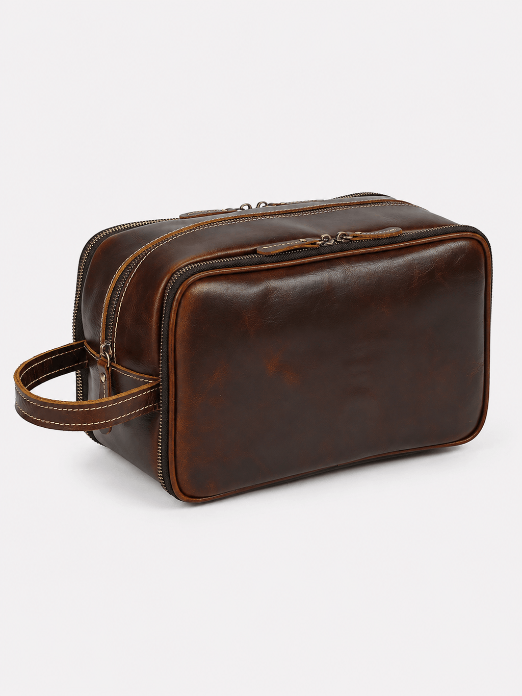 Sackovia Trousse De Toilette Cuir Pour Homme Véritable Marron Foncé