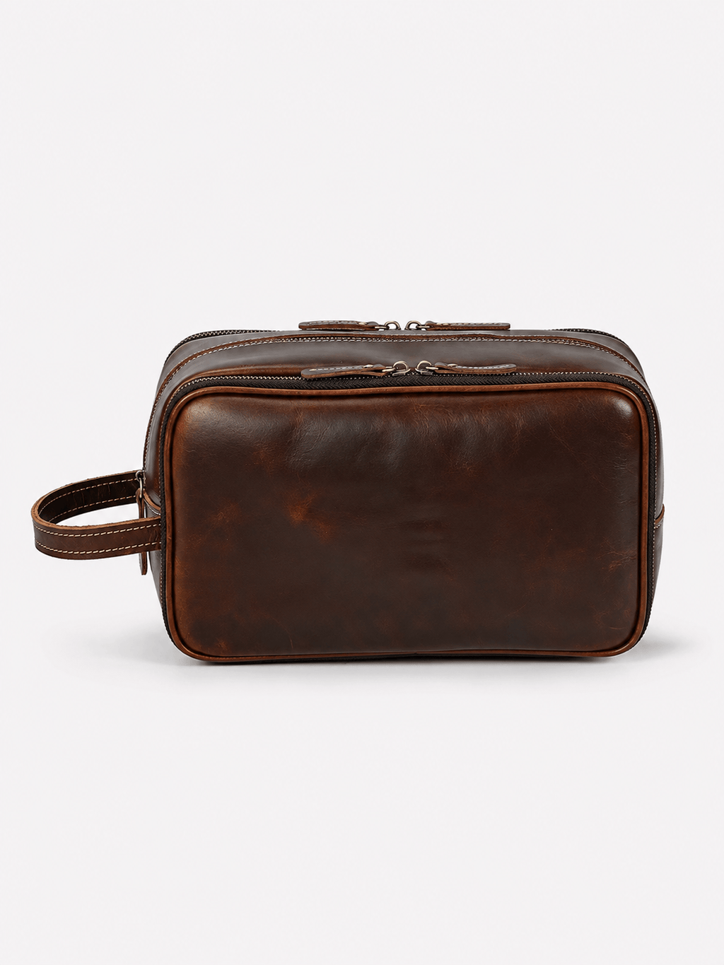 Sackovia Trousse De Toilette Cuir Pour Homme Véritable Marron Foncé