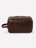 Sackovia Trousse De Toilette Cuir Pour Homme Véritable Marron Foncé